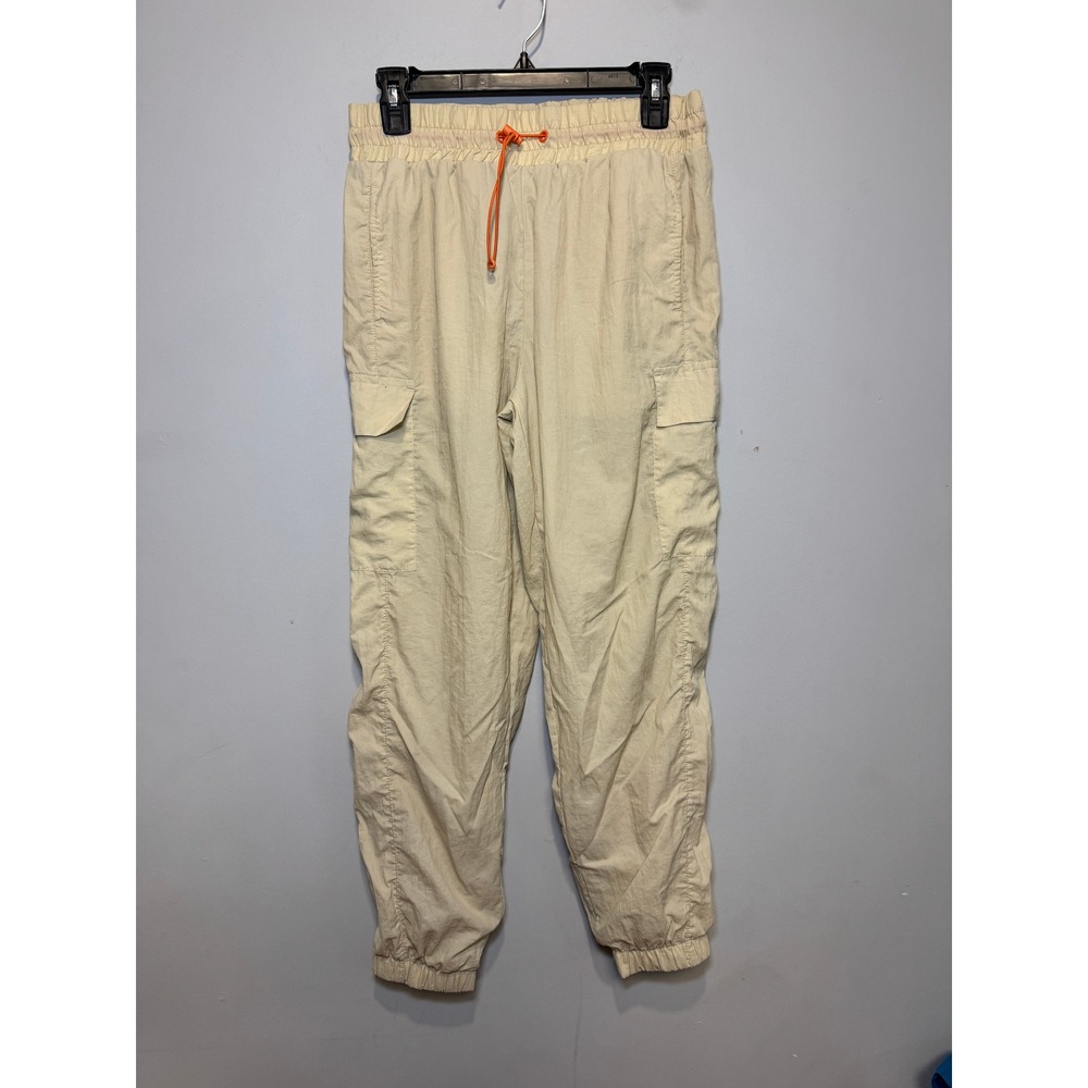 Isaac Morris Ltd Womens Nylon Cargo Joggers Tan Beige Orange Drawstring Size M - Picture 1 of 8
